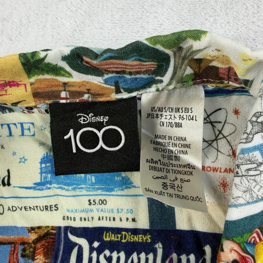 Disney 100 Disneyland Button Down Short Sleeve Viscose Size Small Collage AOP - Picture 3 of 12